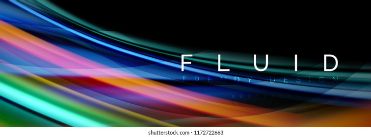Efeito de movimento de cores fluidas de onda, fundo abstrato holográfico. Ilustração moderna de vetor