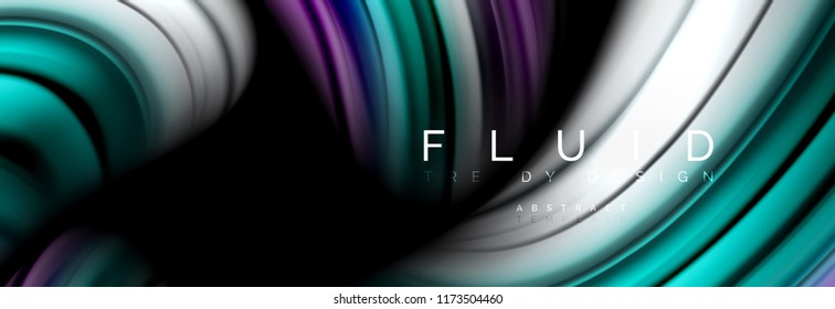 Wave fluid flowing colors motion effect, holographic abstract background. Vector modern illustration