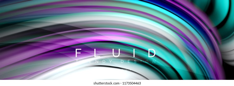 Wellenfließende Farben Bewegungseffekt, holografischer abstrakter Hintergrund. Moderne Vektorgrafik