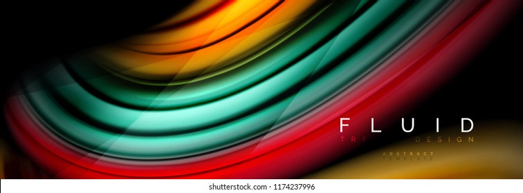 Wave fluid flowing colors motion effect, holographic abstract background. Vector modern illustration