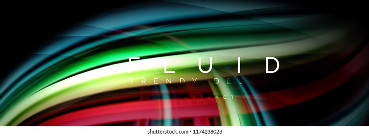 Wave fluid flowing colors motion effect, holographic abstract background. Vector modern illustration