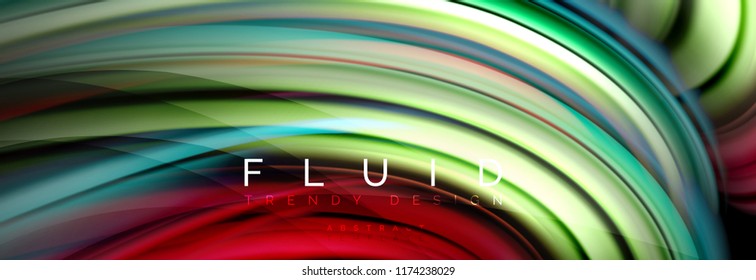 Wave fluid flowing colors motion effect, holographic abstract background. Vector modern illustration
