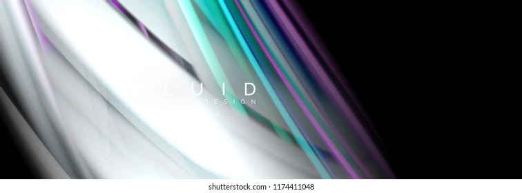 Wave fluid flowing colors motion effect, holographic abstract background. Vector modern illustration