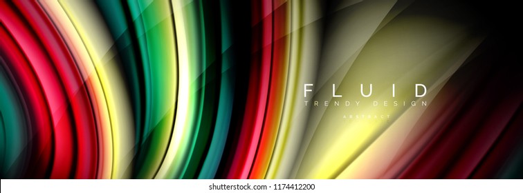 Wave fluid flowing colors motion effect, holographic abstract background. Vector modern illustration