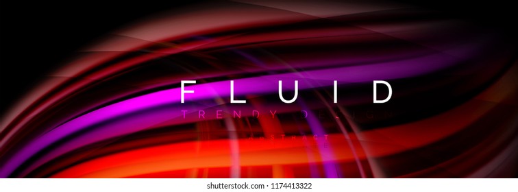 Wave fluid flowing colors motion effect, holographic abstract background. Vector modern illustration