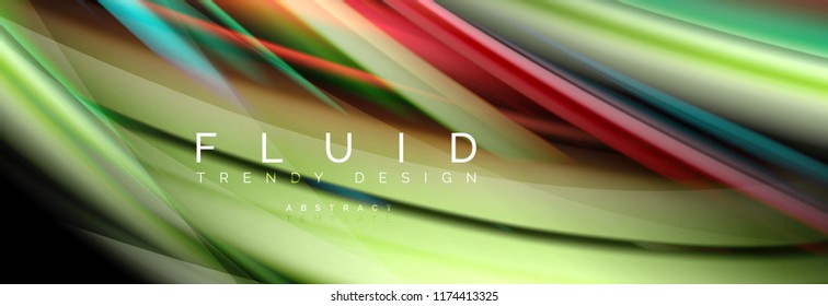 Wave fluid flowing colors motion effect, holographic abstract background. Vector modern illustration