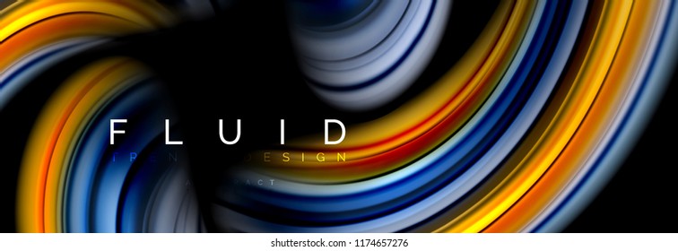 Efecto de movimiento de flujo de fluidos de fluidos de oleaje, fondo holográfico abstracto. Ilustración moderna del vector