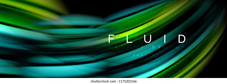 Wave fluid flowing colors motion effect, holographic abstract background. Vector modern illustration