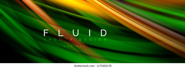 Wellenfließende Farben Bewegungseffekt, holografischer abstrakter Hintergrund. Moderne Vektorgrafik