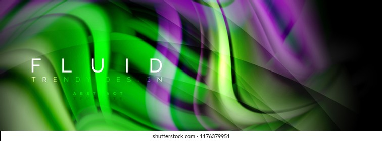 Wave fluid flowing colors motion effect, holographic abstract background. Vector modern illustration