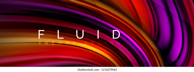 Wave fluid flowing colors motion effect, holographic abstract background. Vector modern illustration