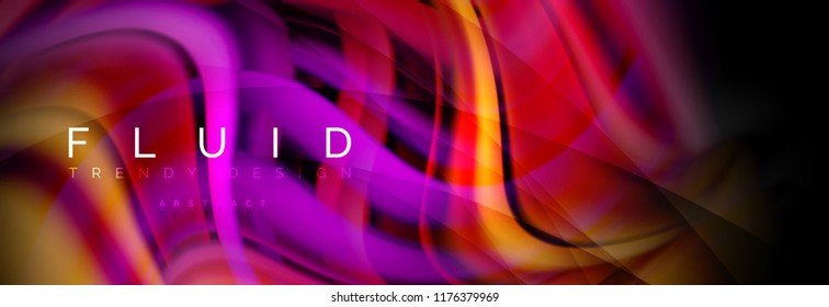 Wave fluid flowing colors motion effect, holographic abstract background. Vector modern illustration