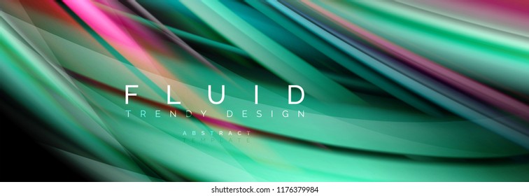 Wave fluid flowing colors motion effect, holographic abstract background. Vector modern illustration