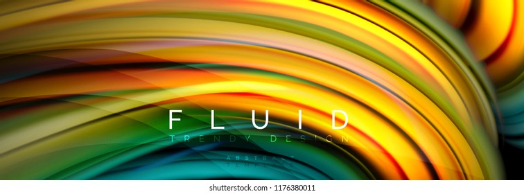 Wave fluid flowing colors motion effect, holographic abstract background. Vector modern illustration
