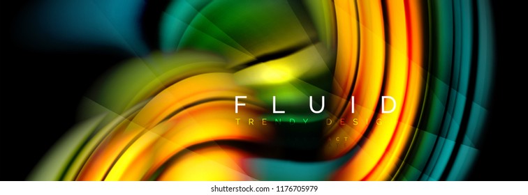 Wave fluid flowing colors motion effect, holographic abstract background. Vector modern illustration