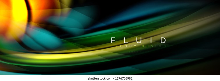 Efecto de movimiento de flujo de fluidos de fluidos de oleaje, fondo holográfico abstracto. Ilustración moderna del vector