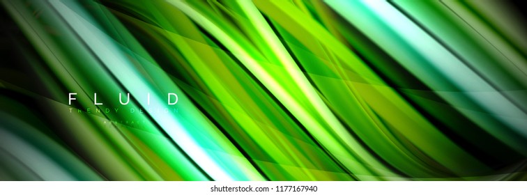Efecto de movimiento de flujo de fluidos de fluidos de oleaje, fondo holográfico abstracto. Ilustración moderna del vector