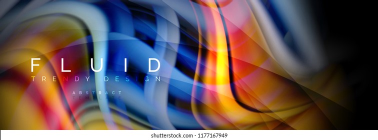 Efecto de movimiento de flujo de fluidos de fluidos de oleaje, fondo holográfico abstracto. Ilustración moderna del vector