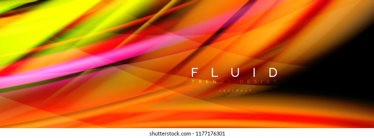 Efecto de movimiento de flujo de fluidos de fluidos de oleaje, fondo holográfico abstracto. Ilustración moderna del vector