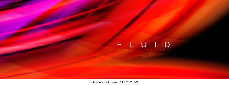 Wave fluid flowing colors motion effect, holographic abstract background. Vector modern illustration