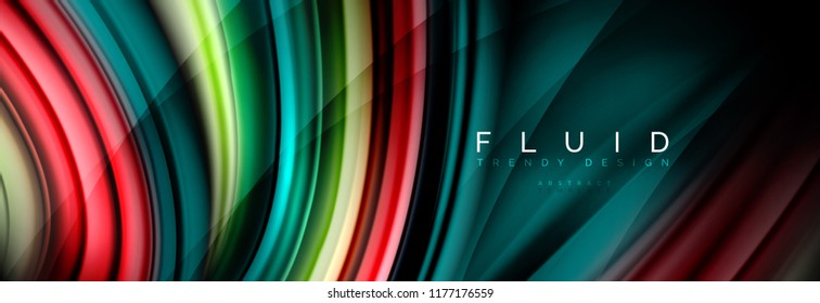 Wave fluid flowing colors motion effect, holographic abstract background. Vector modern illustration