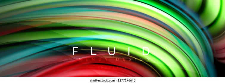 Efecto de movimiento de flujo de fluidos de fluidos de oleaje, fondo holográfico abstracto. Ilustración moderna del vector