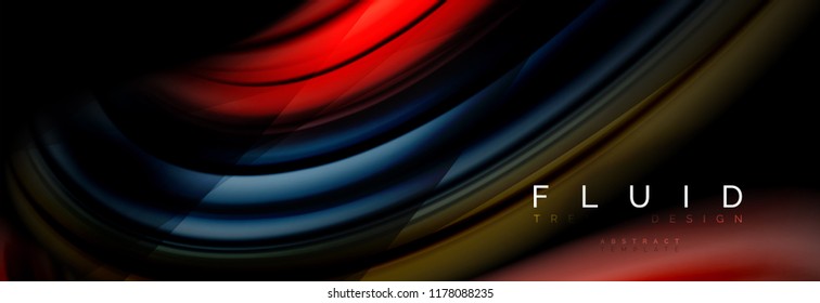 Efecto de movimiento de flujo de fluidos de fluidos de oleaje, fondo holográfico abstracto. Ilustración moderna del vector