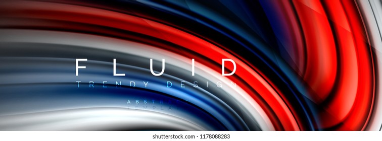 Wellenfließende Farben Bewegungseffekt, holografischer abstrakter Hintergrund. Moderne Vektorgrafik