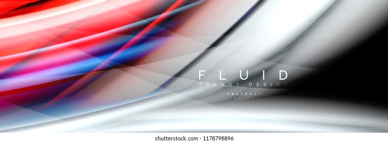Efeito de movimento de cores fluidas de onda, fundo abstrato holográfico. Ilustração moderna de vetor
