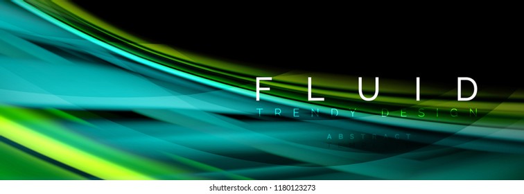 Efecto de movimiento de flujo de fluidos de fluidos de oleaje, fondo holográfico abstracto. Ilustración moderna del vector