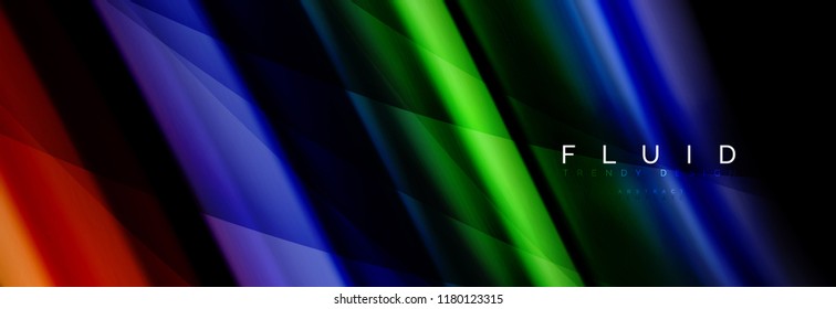 Wave fluid flowing colors motion effect, holographic abstract background. Vector modern illustration