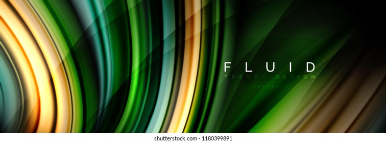 Wave fluid flowing colors motion effect, holographic abstract background. Vector modern illustration