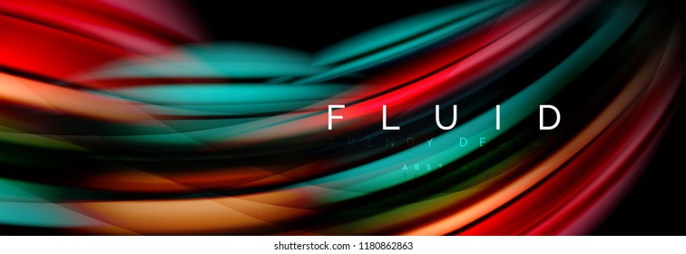 Wave fluid flowing colors motion effect, holographic abstract background. Vector modern illustration