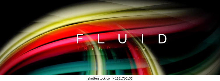 Wave fluid flowing colors motion effect, holographic abstract background. Vector modern illustration
