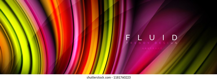 Wave fluid flowing colors motion effect, holographic abstract background. Vector modern illustration