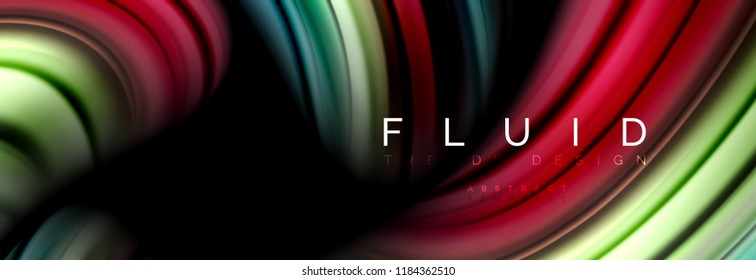 Efeito de movimento de cores fluidas de onda, fundo abstrato holográfico. Ilustração moderna de vetor