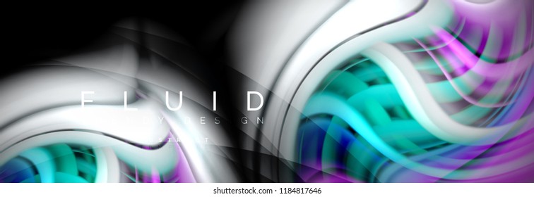 Wave fluid flowing colors motion effect, holographic abstract background. Vector modern illustration