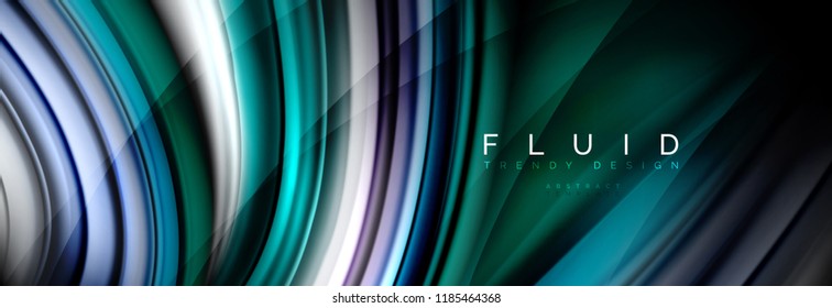 Wave fluid flowing colors motion effect, holographic abstract background. Vector modern illustration