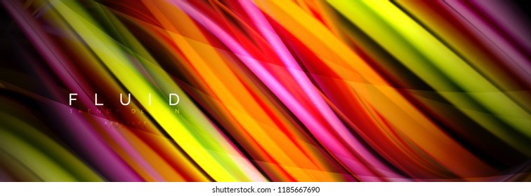 Wave fluid flowing colors motion effect, holographic abstract background. Vector modern illustration