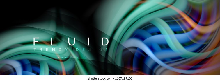 Wave fluid flowing colors motion effect, holographic abstract background. Vector modern illustration
