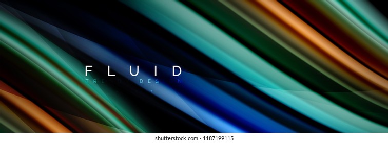 Wellenfließende Farben Bewegungseffekt, holografischer abstrakter Hintergrund. Moderne Vektorgrafik