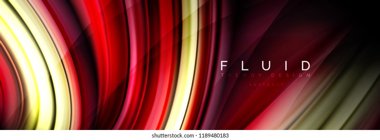 Wellenfließende Farben Bewegungseffekt, holografischer abstrakter Hintergrund. Moderne Vektorgrafik