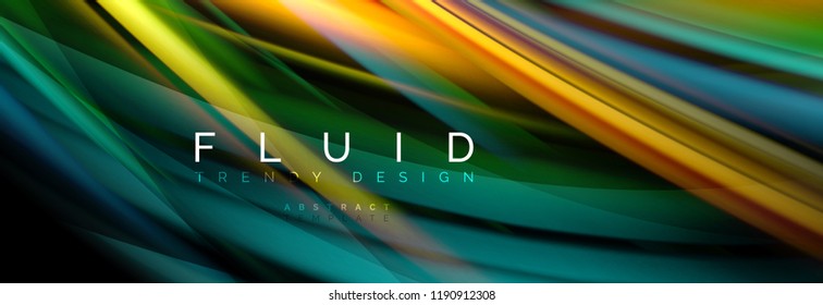 Wave fluid flowing colors motion effect, holographic abstract background. Vector modern illustration