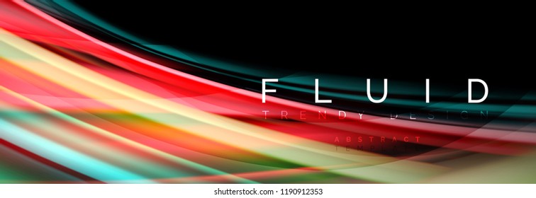 Wellenfließende Farben Bewegungseffekt, holografischer abstrakter Hintergrund. Moderne Vektorgrafik