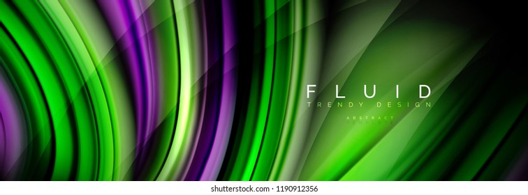 Efecto de movimiento de flujo de fluidos de fluidos de oleaje, fondo holográfico abstracto. Ilustración moderna del vector
