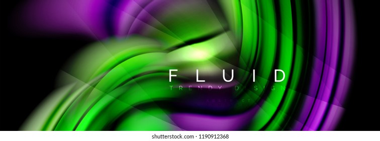 Efecto de movimiento de flujo de fluidos de fluidos de oleaje, fondo holográfico abstracto. Ilustración moderna del vector