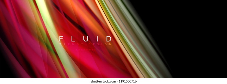 Wellenfließende Farben Bewegungseffekt, holografischer abstrakter Hintergrund. Moderne Vektorgrafik