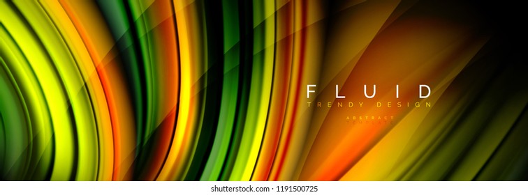 Wave fluid flowing colors motion effect, holographic abstract background. Vector modern illustration