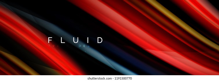 Efeito de movimento de cores fluidas de onda, fundo abstrato holográfico. Ilustração moderna de vetor