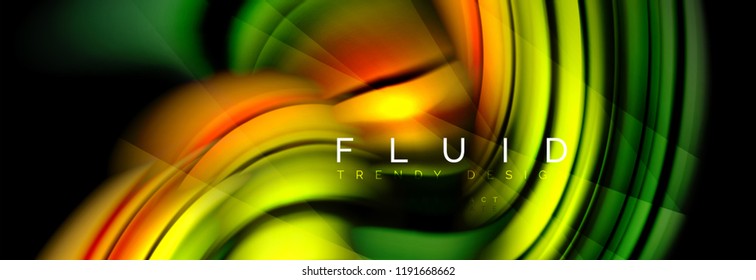 Wave fluid flowing colors motion effect, holographic abstract background. Vector modern illustration